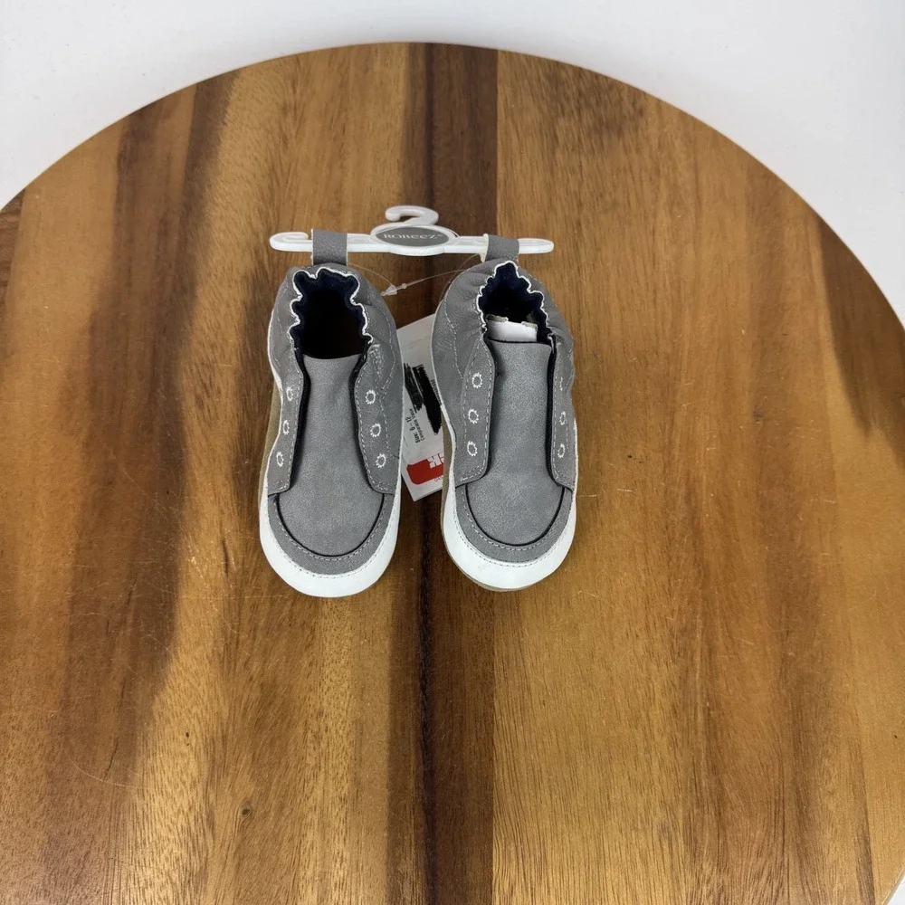 New Infant Robeez Soft Soles Gray Comfort Casual Shoes Size‎ 6-12 Months NWOB